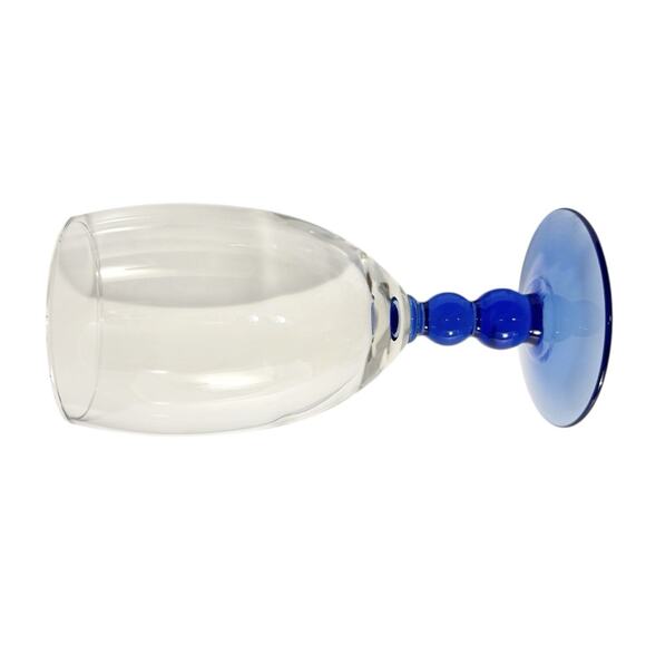 Vtg ‘00 Libbey Metropolis Mediterranean Set of 3 Cobalt Blue Ball Stem Goblets - Picture 5 of 11